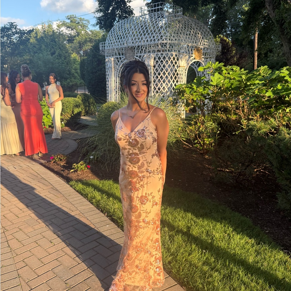 Lulu's Beige Sequin Dress